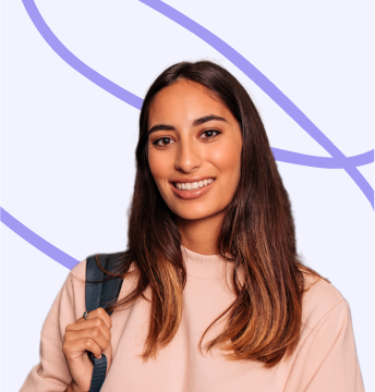 higher education student smiling with backpack on